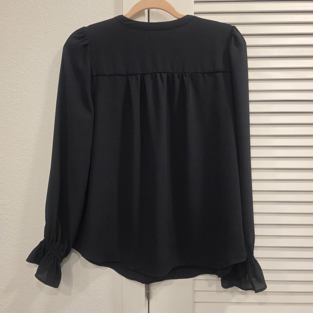 LOFT Ruched Yoke Ruffle Cuff Blouse - Picture 2 of 3